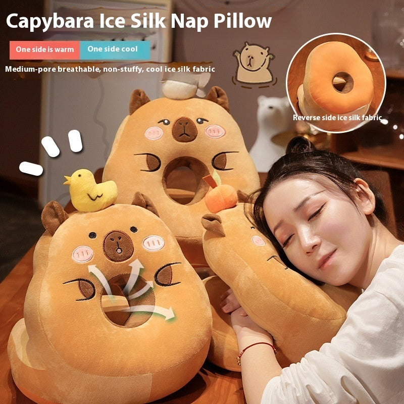 Creative Cute Capybara Ice Silk Afternoon Nap Lunch Break Artifact Plush Pillow - Bellarte Enchanté Creative Cute Capybara Ice Silk Afternoon Nap Lunch Break Artifact Plush Pillow